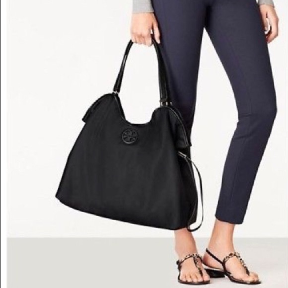 EUC Black Nylon Tory Burch Slouchy Tote - Picture 6 of 12